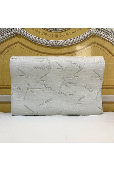 MAXQON Bamboo Contour Memory Foam Pillow With Removable Cover - Hypoallergenic & Breathable- 60x40x12cm