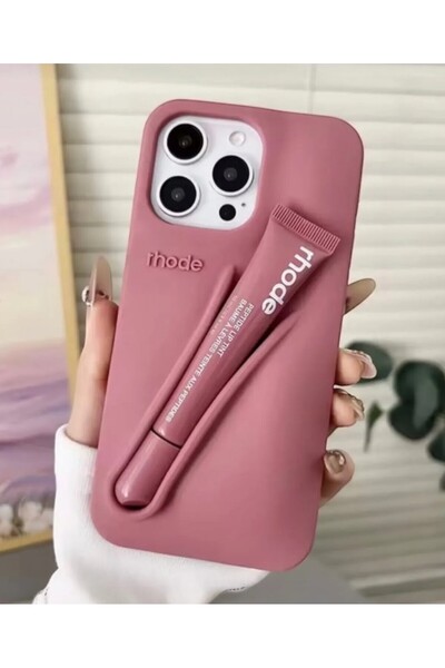 ZB Aksesuarda Moda İphone 16 Pro Uyumlu Lip Gloss Hediyeli Yumuşak Trend Kılıf