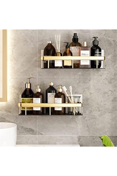 Generic ROUNY 2pcs Floating Bathroom Shelves,Punch-Free Aluminum Rustproof Do...