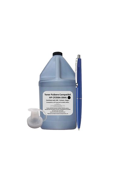 SCC Set Bidon Refill Praf Toner Compatibil (HP59A) CF259A Negru, 1000g, Pix Schneider si Pâlnie