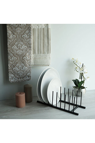 shumee Black metal plate cover and stand 34.5x12.5x12 cm