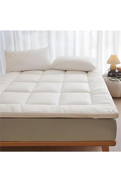 MAXQON Mattress Topper 6CM Thickness Quilted Microfiber 600gsm, (White, Single (100x200x6CM))