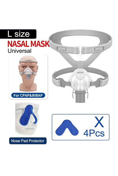 Choice3 قناع أنفي YUWELL مقاس L، طقم A، قناع CPAP مع غطاء رأس، وسادة من جل ال...