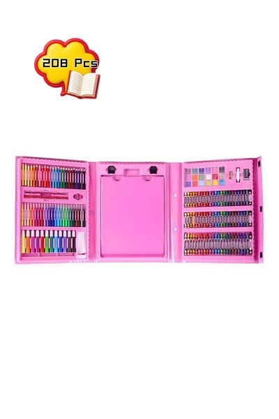 H&B 208-Piece Art Drawing Set Pink-33.5*6*29cm