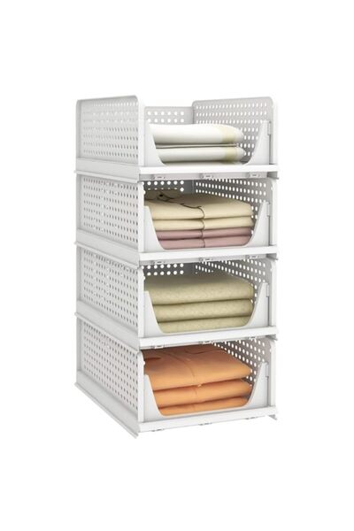 Generic Stackable Plastic Storage Basket, Foldable Closet Organizers and Stor...