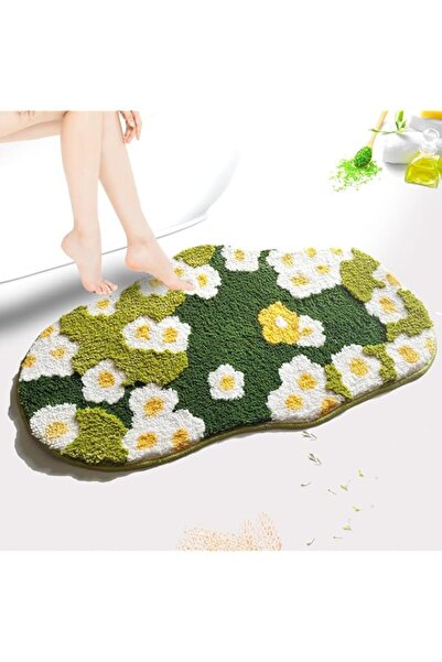 Generic Tazweeq Cute Moss Floral Bathroom Mat, 50 x 80 cm Plant Toilet Mat, S...