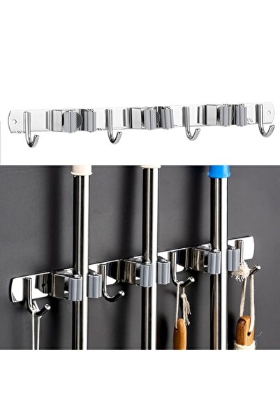 Generic Khazna Mop Broom Holder, Wall Mount Stainless Steel Hanger, Self-Adhe...