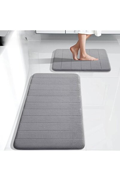 Generic سجادة حمام EETU من قطعتين من إسفنج الذاكرة، 40 × 60 و40 × 120 لسجاد ا...