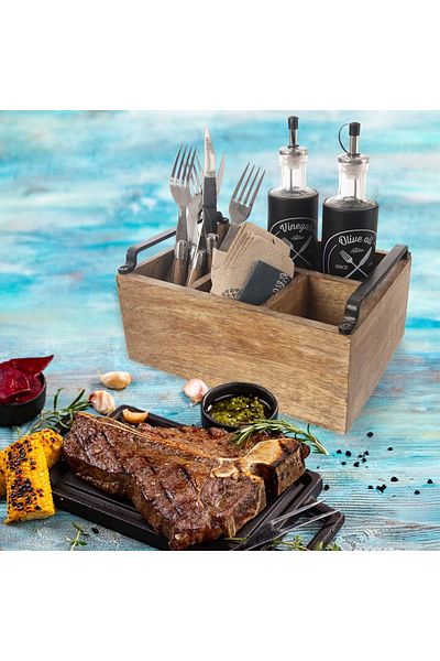 shumee Mango wooden cutlery, sauce and spice rack