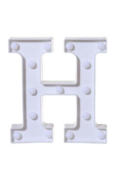 Generic Voberry H Letter Battery Powered Free Standing Hanging Eye-catching LED Light White 22x18x4.5cm