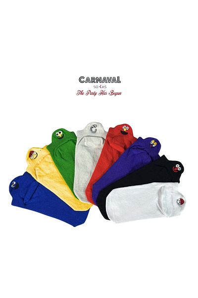 CARNAVAL SOCKS Set of 8 Emoji Embroidered Ankle Booties Socks