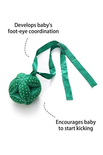 IntelliBaby Plush Soft Kicking Ball, Durable, Soft, 4 to 24 Months, L 12 x B 12 x H 12 cm - Green