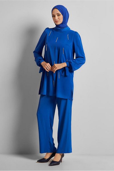 Alvina Stone Detail Pants Suit 45669