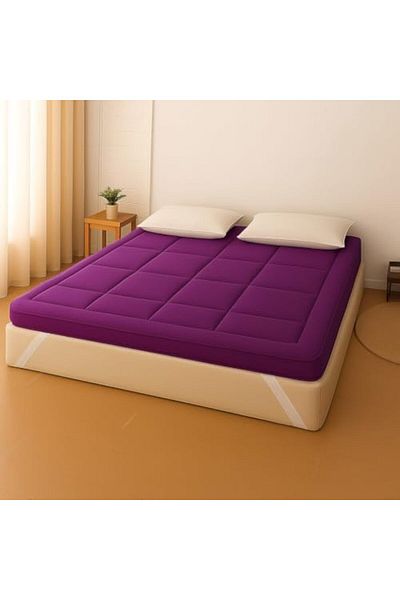 MAXQON Mattress Topper 10CM Thickness Quilted Microfiber 900gsm, Color Purple, Double Size 140x200cm
