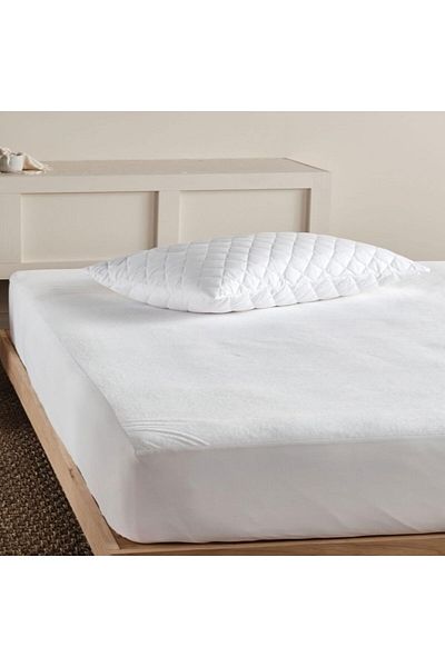 MAXQON Mattress Protector Cotton Terry Towel Fabric 100% Waterproof, White, Double (140x200+25CM)