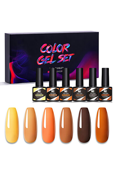 nee jolıe مجموعة طلاء أظافر جل، 6 قطع من طلاء الأظافر الجل، مصباح أظافر LED ب...