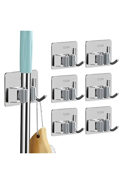 Generic 6 Pack Anti-Slip Broom Holder, Stainless Steel Broom Holder Wall Moun...