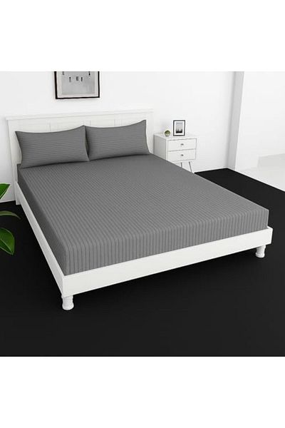 MAXQON Extra Deep Fitted Elastic Bedsheet Set With Pillow Covers (Grey, King (180x200+30CM))