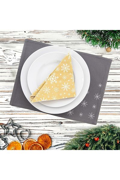 shumee PLEAK grey cotton Christmas tablecloth 33.5x26 cm