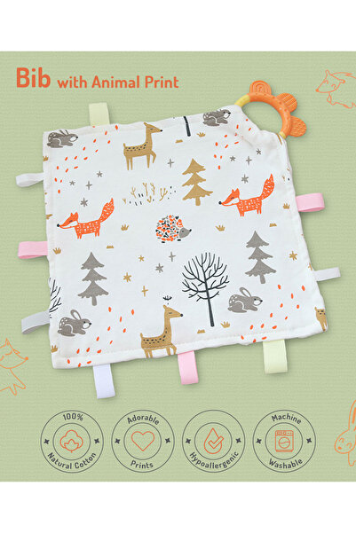 Fab N Funky Animal Print Waterproof Bib with Teether - Absorbent, Machine-Was...