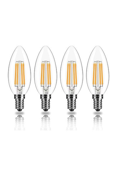 Generic Excefore LED Candle Bulbs 4PCS E14 LED Filament Light Bulbs 4 Watt C35 Dimmable Cool Day Light Whit