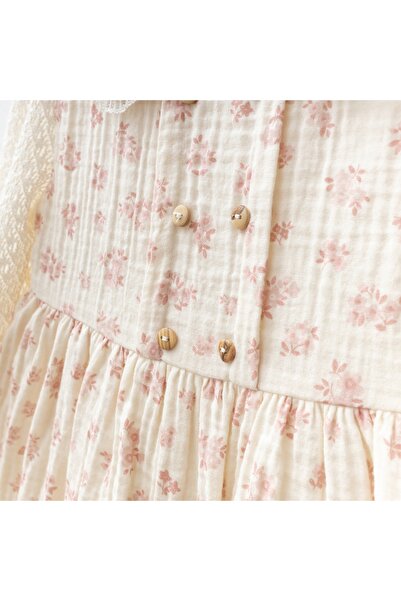 My Lusa baby wear Kolları Dantelli Çiçekli Kız Bebe Elbise