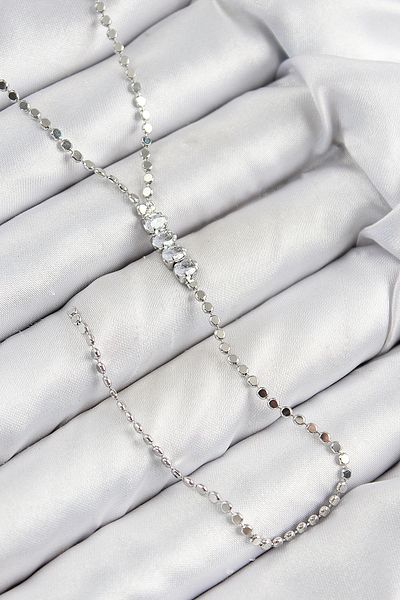 shopwave Brass Zircon Stone Crushed Chain Model Silver Color Y Necklace