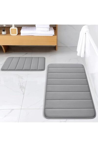 Generic سجادة حمام STAYOUNG مكونة من قطعتين - سجادة حمام من إسفنج الذاكرة، غي...