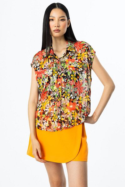 ON Chiffon Blouse with Ornamental Cover Pocket