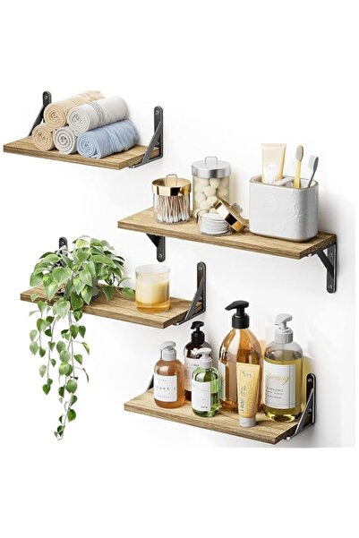 Generic رفوف فوهوم العائمة للحائط، رفوف خشبية ريفية مثبتة على الحائط لتخزين د...