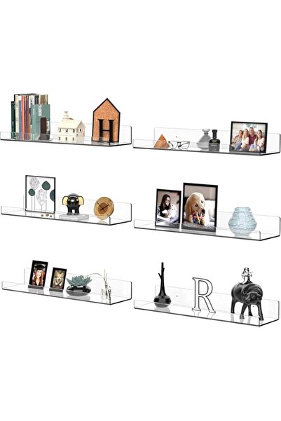 Generic BPA® Clear Acrylic Floating Wall Ledge Shelf - Set of 6 Pieces, 37.5 ...
