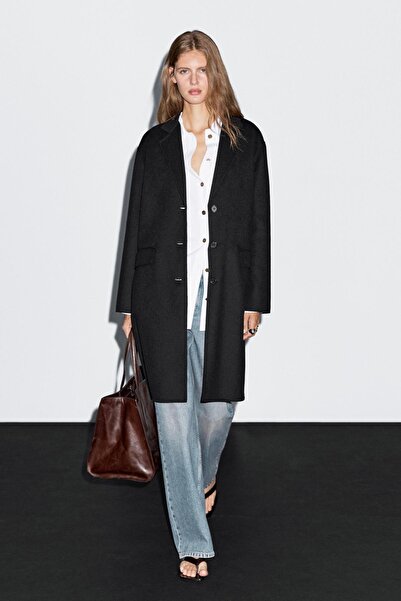 Massimo Dutti Yün karışımlı uzun kaban