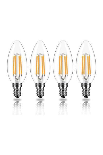 Generic 4 قطع من مصابيح LED E14، قابلة للتعتيم بقوة 4 وات، ضوء نهاري بارد 2700 كلفن، زجاج شفاف عتيق، سطوع 400 لومن