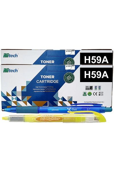 Retech Set Cartus Toner Compatibil HP59A, 2xCF259A Negru, 6000 pagini cu chip, Pix Xball si Text