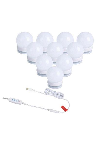 Generic مجموعة إضاءة مرآة الزينة LED على طراز هوليوود مع 10 مصابيح إضاءة قابلة للتعتيم لطاولة الزينة والمكياج
