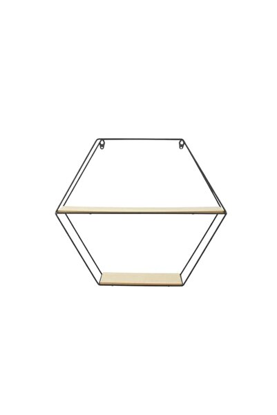 Generic مصنع ديكور المنزل - وحدة رفوف سداسية خشبية ومعدنية مقاس 46 سم