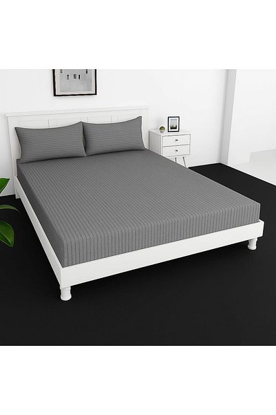 MAXQON Extra Deep Fitted Elastic Bedsheet Set With Pillow Covers (Grey, King (180x200+30CM))