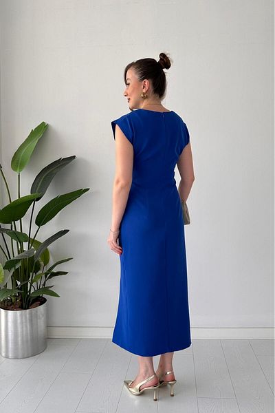 MaziButik Drawstring Buckle Dress Saks Blue