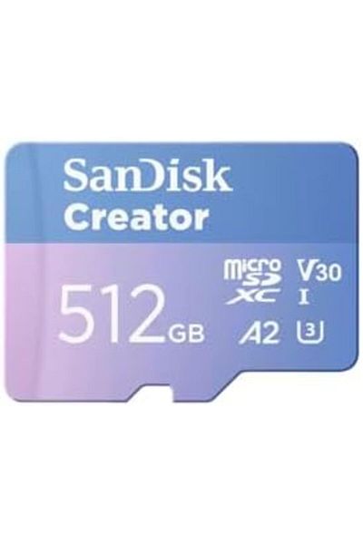 SanDisk 512GB Creator microSD Card UHS-I with Adapter Up to 190MB/s Read Speeds