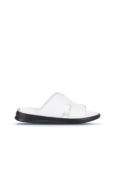 Bueno Shoes White Leather Men's Flat Slippers 25Mt2488