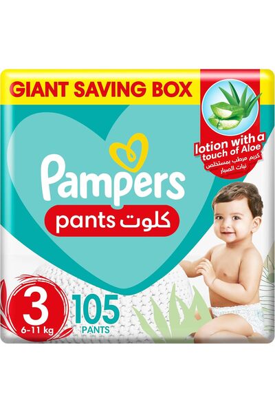 Pampers Baby-Dry Pants, Size 3 (6-11kg), Aloe Vera, 360 Fit, Leakproof, Mega Box 105 Count