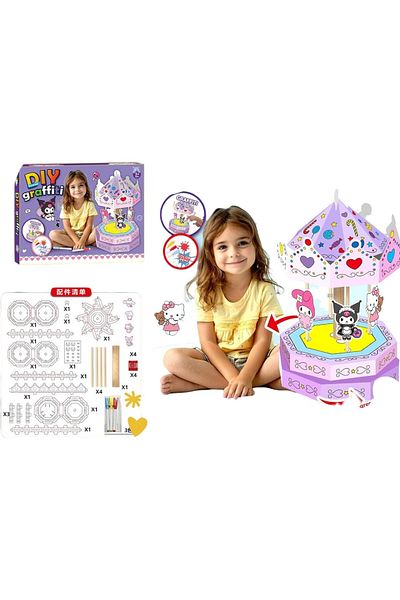 Toybox DIY Merry-Go-Round Carousel Music Box Kids Toys, Wind-Up Musical Box Sanrio Dream Carousel