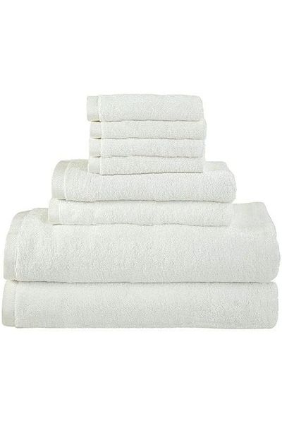 MAXQON 8-Pieces Towel Set - 100% Cotton 600 GSM, Highly Absorbent Super Durable, Color-White