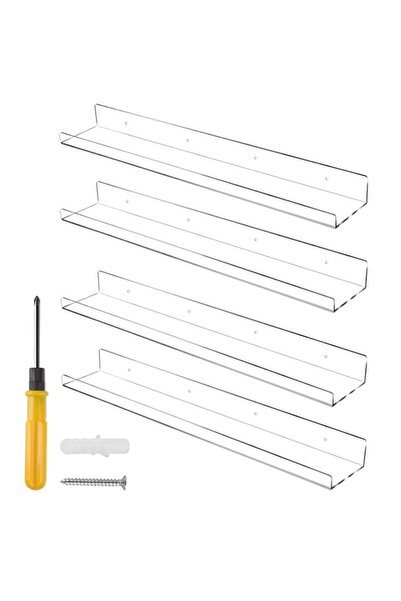 Generic Jansburg 24 Inch Clear Floating Shelves 4 Pack Acrylic Shelves Invisi...