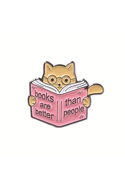 Choice Style 19 Creative Book Collection Enamel Pins Coffee Lazy Cat Bookworm Nerd Magic Book Brooches Lape