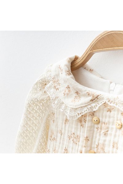 My Lusa baby wear Floral Baby Girl Dress with Lace Sleeves