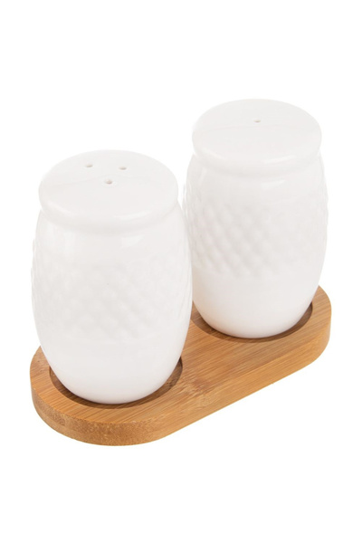 shumee Solnițe și pipernițe WHITELINE din porțelan cu suport, 3 buc.