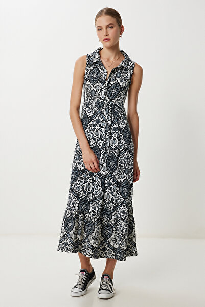 Lovelyİstanbul Φόρεμα με μοτίβο Polo Collar LZV0022 BLACK ECRU