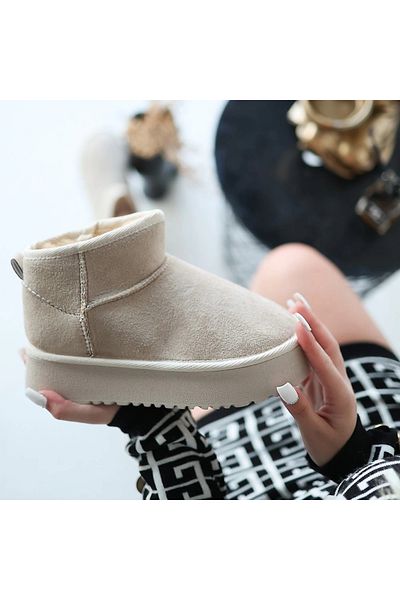 ufukmoda Linne Beige Suede Boots