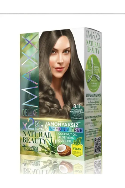 Maxx صبغة شعر خالية من الأمونيا ( أشقر زيتوني فاتح 8.11 )من